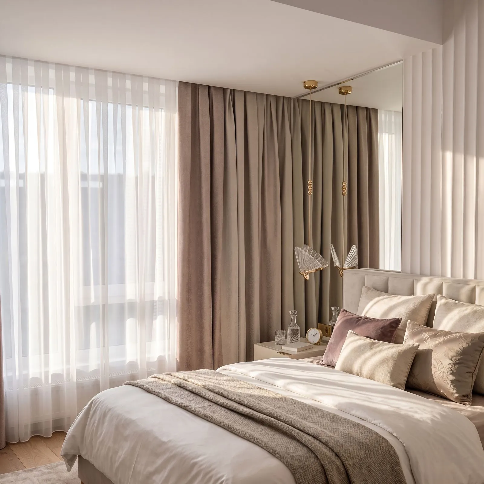Draperii într-un living luminos